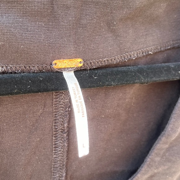 FREE PEOPLE Black Cotton Long Sleeve Oversized Lace Up Top, Sz L - Picture 6 of 10